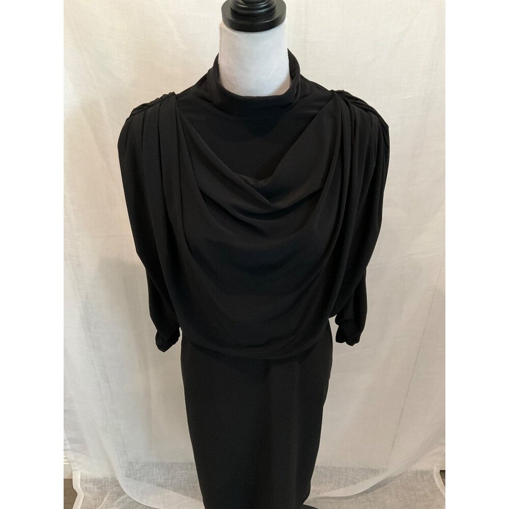 Joseph Ribkoff Black draped long sleeve dress size 10 - Picture 3 of 7